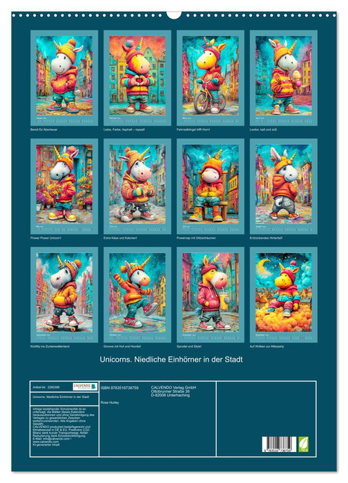 Unicorns. Niedliche Einhörner in der Stadt (CALVENDO Wandkalender 2026)