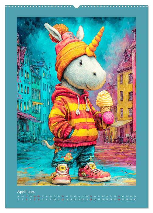 Unicorns. Niedliche Einhörner in der Stadt (CALVENDO Wandkalender 2026)
