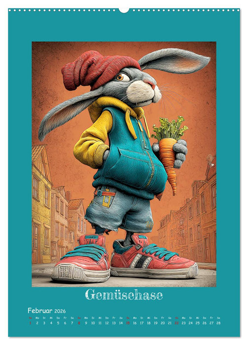 Urban Rabbits. Coole Stadthasen mit Charakter (CALVENDO Wandkalender 2026)