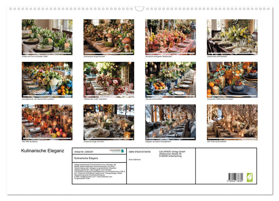 Kulinarische Eleganz (CALVENDO Wandkalender 2026)
