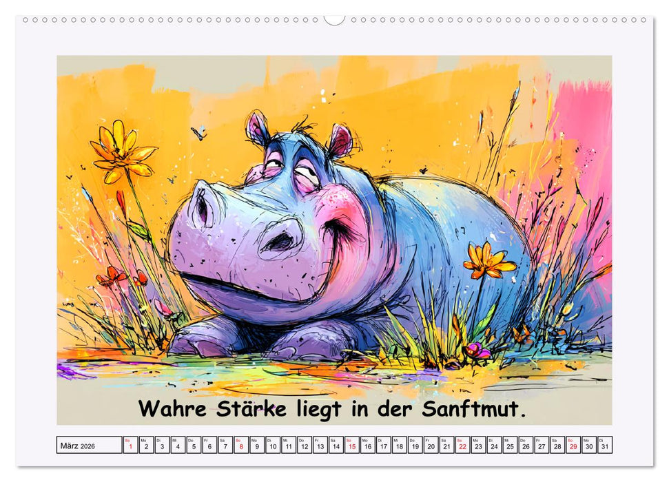 Süße Flusspferde. Hippopotamus Weisheiten zum Schmunzeln (CALVENDO Premium Wandkalender 2026)