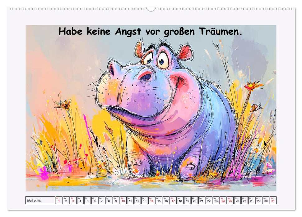 Süße Flusspferde. Hippopotamus Weisheiten zum Schmunzeln (CALVENDO Premium Wandkalender 2026)