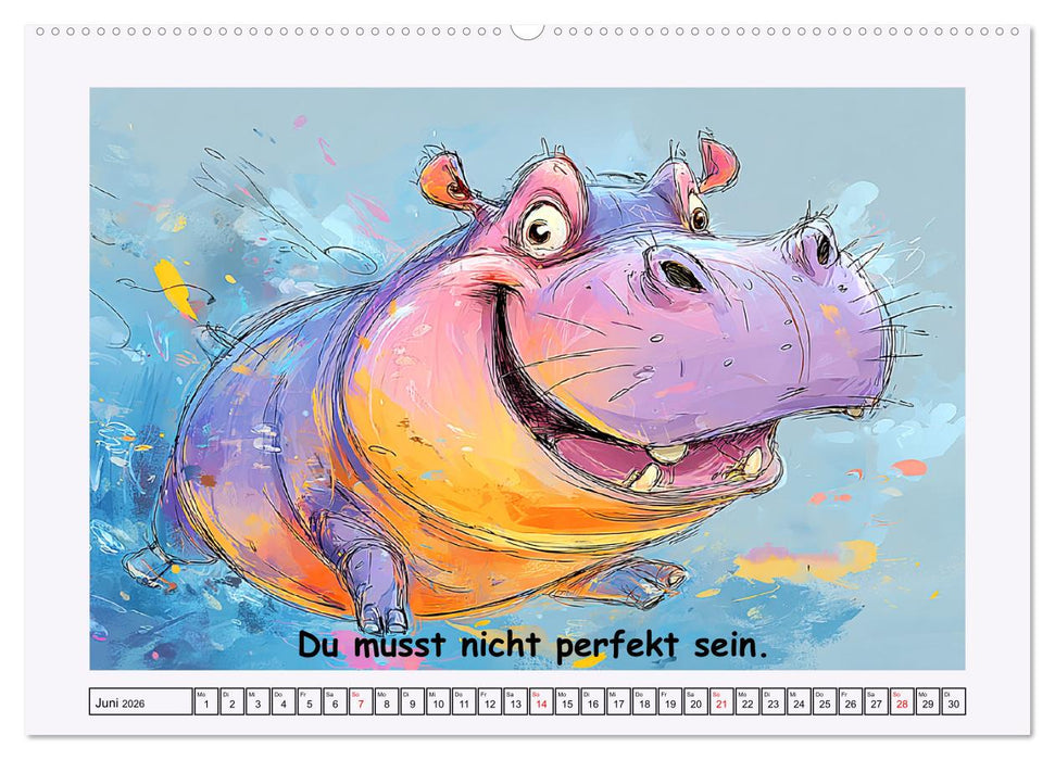 Süße Flusspferde. Hippopotamus Weisheiten zum Schmunzeln (CALVENDO Premium Wandkalender 2026)