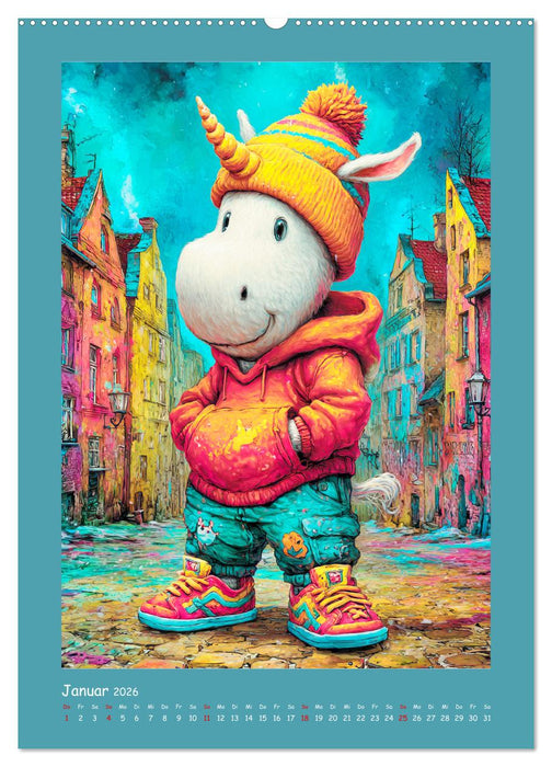 Unicorns. Niedliche Einhörner in der Stadt (CALVENDO Premium Wandkalender 2026)