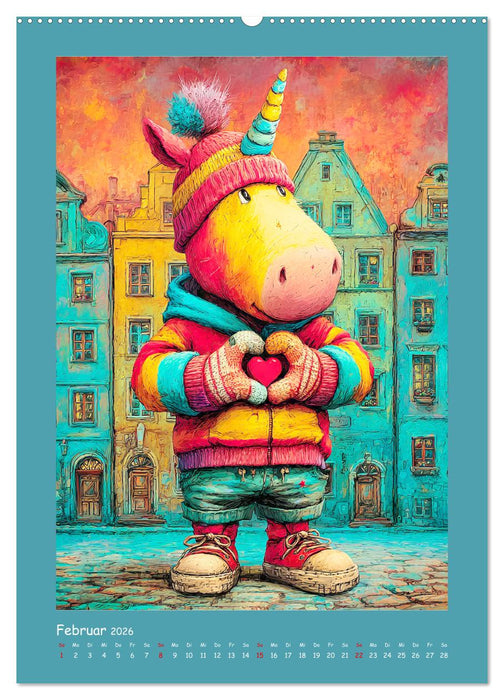 Unicorns. Niedliche Einhörner in der Stadt (CALVENDO Premium Wandkalender 2026)