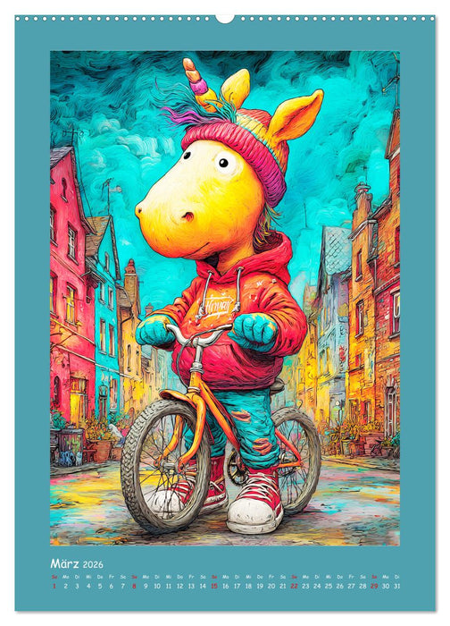 Unicorns. Niedliche Einhörner in der Stadt (CALVENDO Premium Wandkalender 2026)