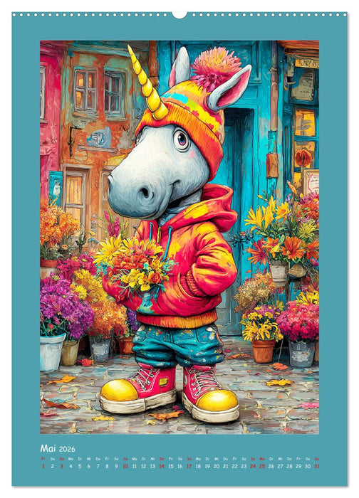 Unicorns. Niedliche Einhörner in der Stadt (CALVENDO Premium Wandkalender 2026)