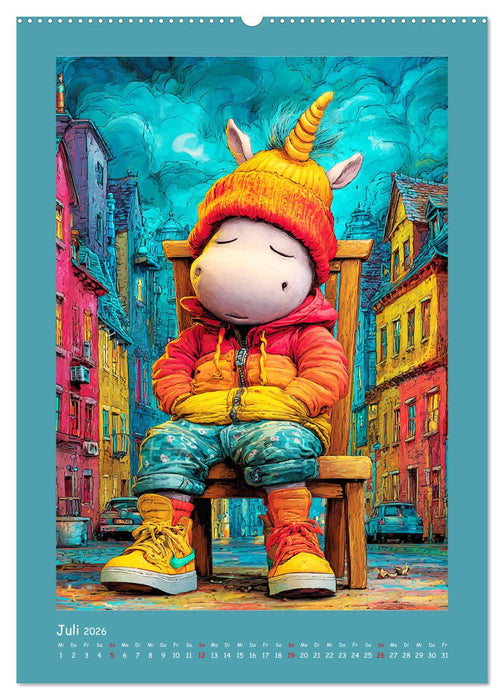 Unicorns. Niedliche Einhörner in der Stadt (CALVENDO Premium Wandkalender 2026)