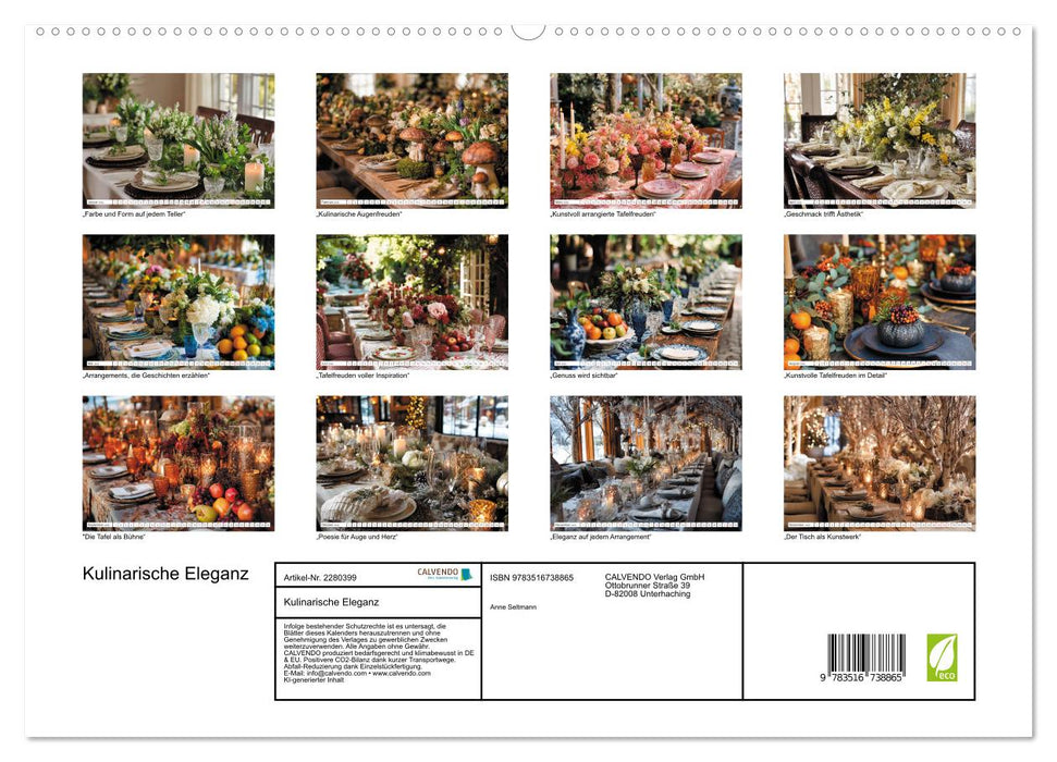 Kulinarische Eleganz (CALVENDO Premium Wandkalender 2026)