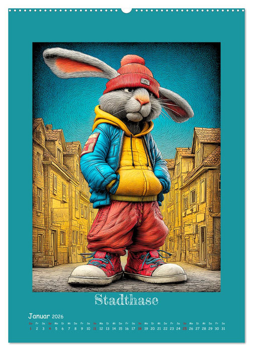 Urban Rabbits. Coole Stadthasen mit Charakter (CALVENDO Premium Wandkalender 2026)