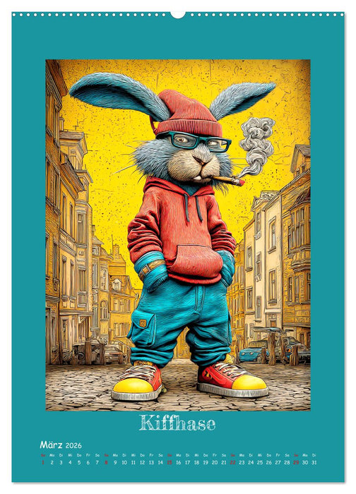 Urban Rabbits. Coole Stadthasen mit Charakter (CALVENDO Premium Wandkalender 2026)
