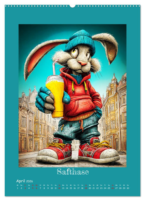 Urban Rabbits. Coole Stadthasen mit Charakter (CALVENDO Premium Wandkalender 2026)