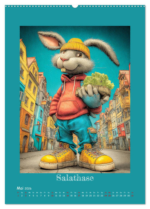 Urban Rabbits. Coole Stadthasen mit Charakter (CALVENDO Premium Wandkalender 2026)
