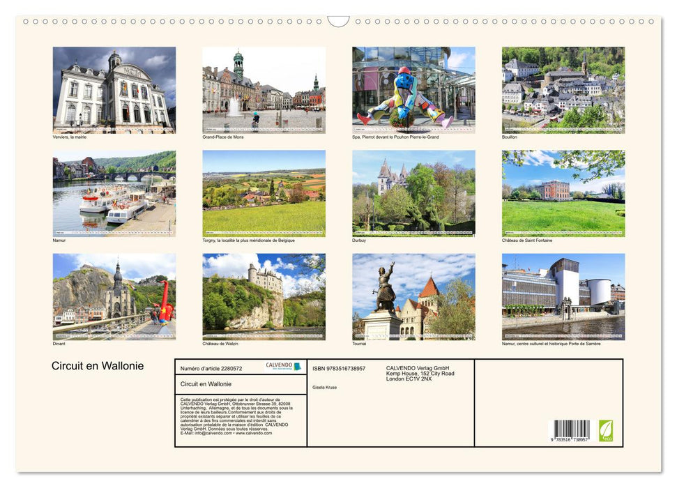 Circuit en Wallonie (CALVENDO Calendrier mensuel 2026)