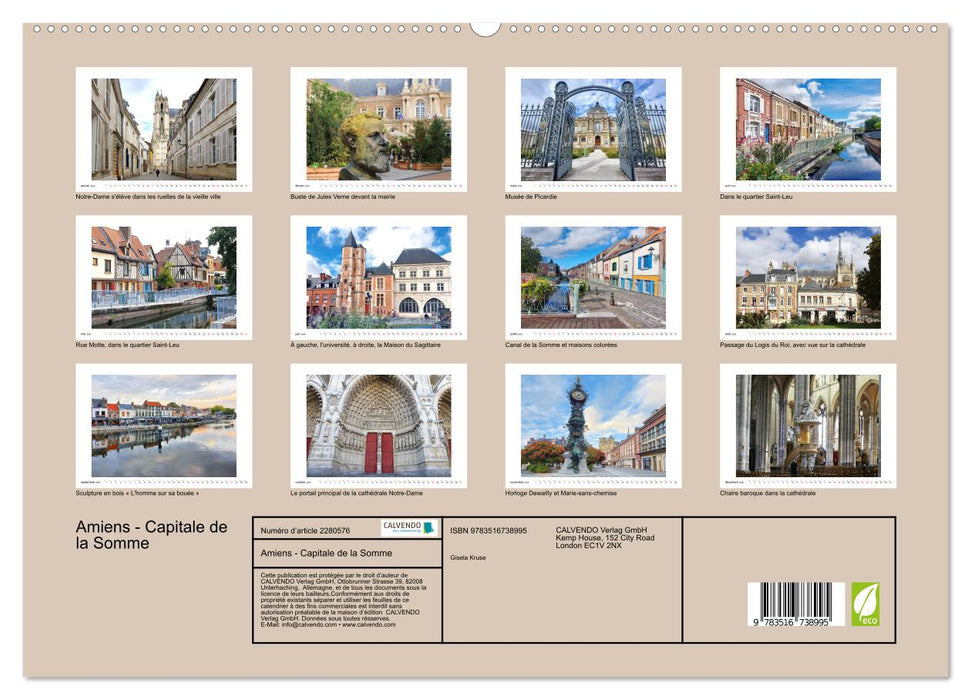 Amiens - Capitale de la Somme (CALVENDO Calendrier supérieur 2026)