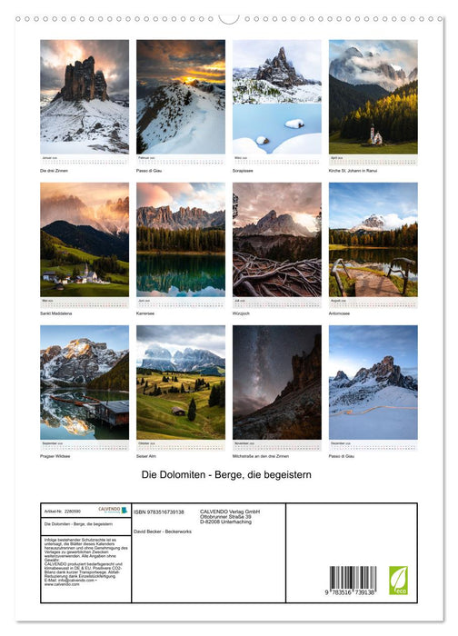 Die Dolomiten - Berge, die begeistern (CALVENDO Premium Wandkalender 2026)