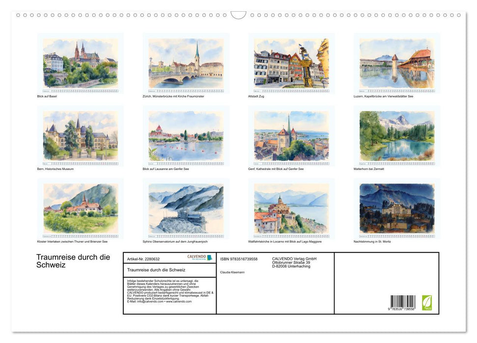 Traumreise durch die Schweiz (CALVENDO Wandkalender 2026)