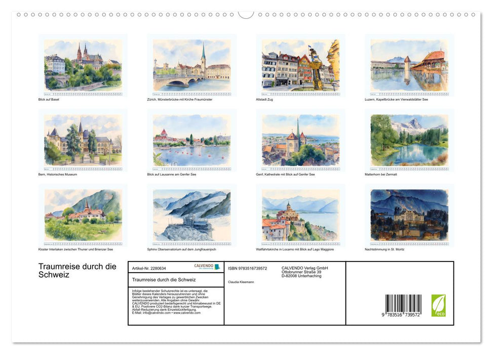Traumreise durch die Schweiz (CALVENDO Premium Wandkalender 2026)
