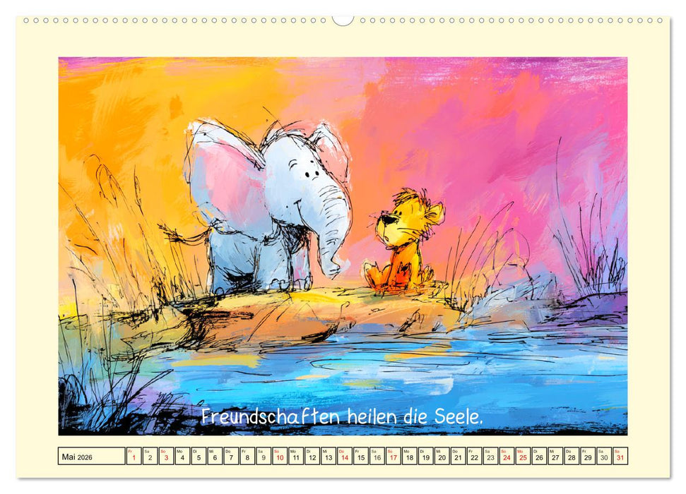 Rüssel und Herz. Zauberhafte Elefantenmomente und Weisheiten (CALVENDO Wandkalender 2026)