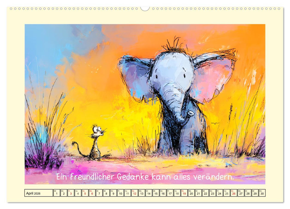 Rüssel und Herz. Zauberhafte Elefantenmomente und Weisheiten (CALVENDO Premium Wandkalender 2026)