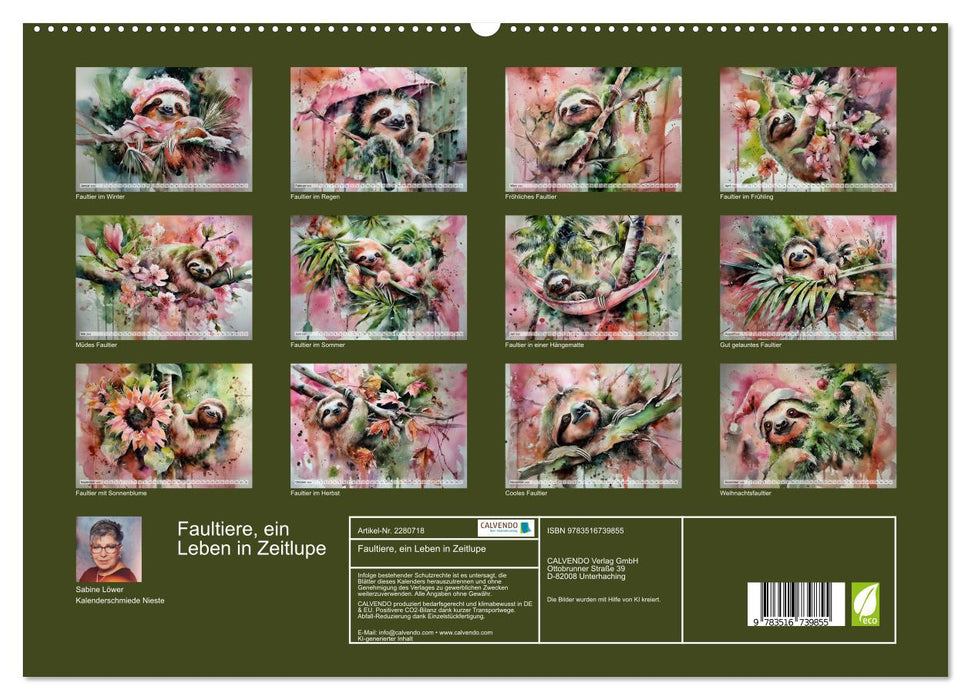 Faultiere, ein Leben in Zeitlupe (CALVENDO Premium Wandkalender 2026)