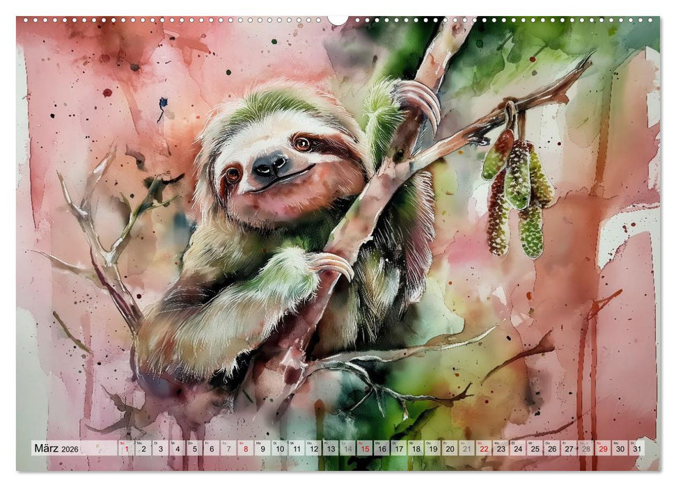 Faultiere, ein Leben in Zeitlupe (CALVENDO Premium Wandkalender 2026)