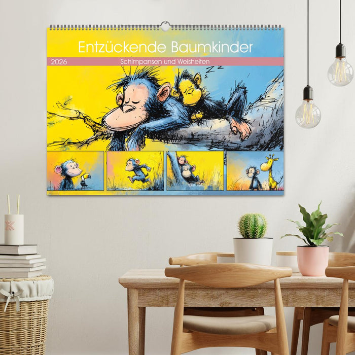 Entzückende Baumkinder. Schimpansen und Weisheiten (CALVENDO Wandkalender 2026)