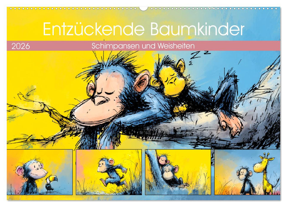 Entzückende Baumkinder. Schimpansen und Weisheiten (CALVENDO Wandkalender 2026)