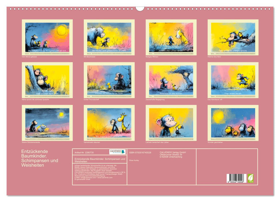 Entzückende Baumkinder. Schimpansen und Weisheiten (CALVENDO Wandkalender 2026)