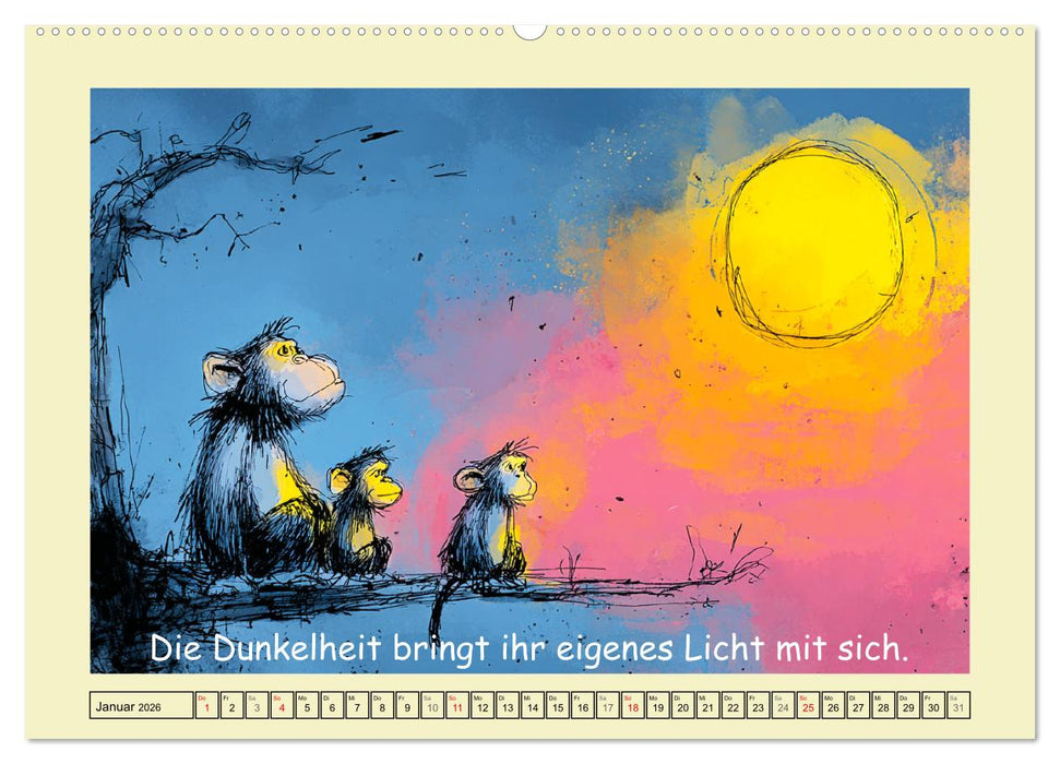 Entzückende Baumkinder. Schimpansen und Weisheiten (CALVENDO Wandkalender 2026)
