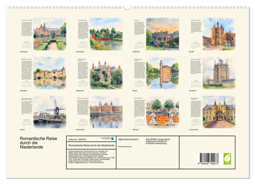 Romantische Reise durch die Niederlande (CALVENDO Premium Wandkalender 2026)