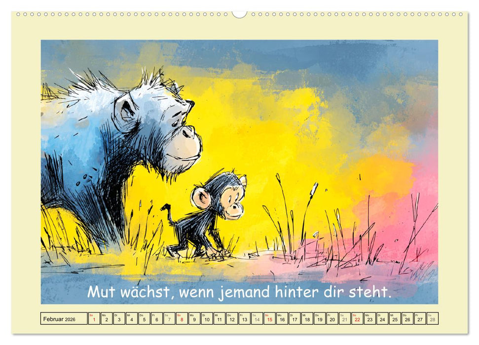 Entzückende Baumkinder. Schimpansen und Weisheiten (CALVENDO Premium Wandkalender 2026)