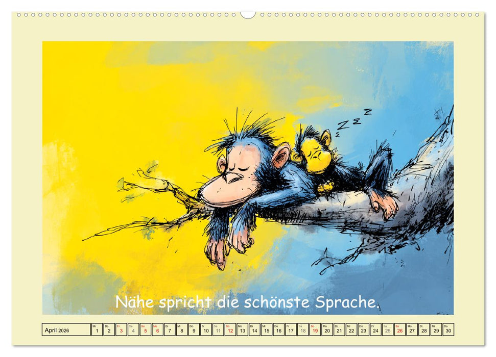 Entzückende Baumkinder. Schimpansen und Weisheiten (CALVENDO Premium Wandkalender 2026)