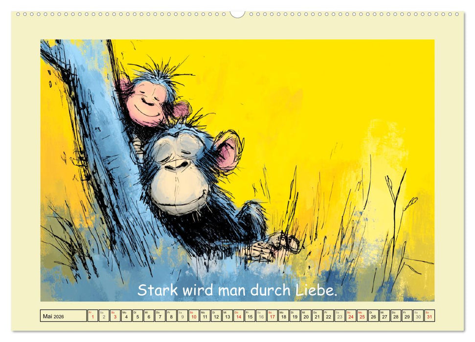 Entzückende Baumkinder. Schimpansen und Weisheiten (CALVENDO Premium Wandkalender 2026)