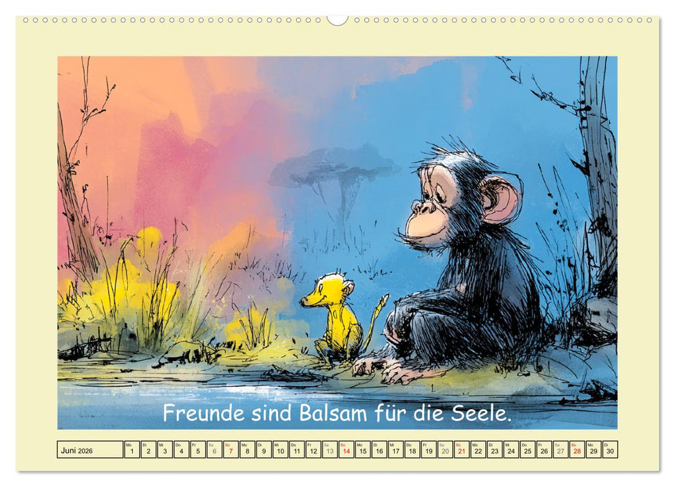 Entzückende Baumkinder. Schimpansen und Weisheiten (CALVENDO Premium Wandkalender 2026)