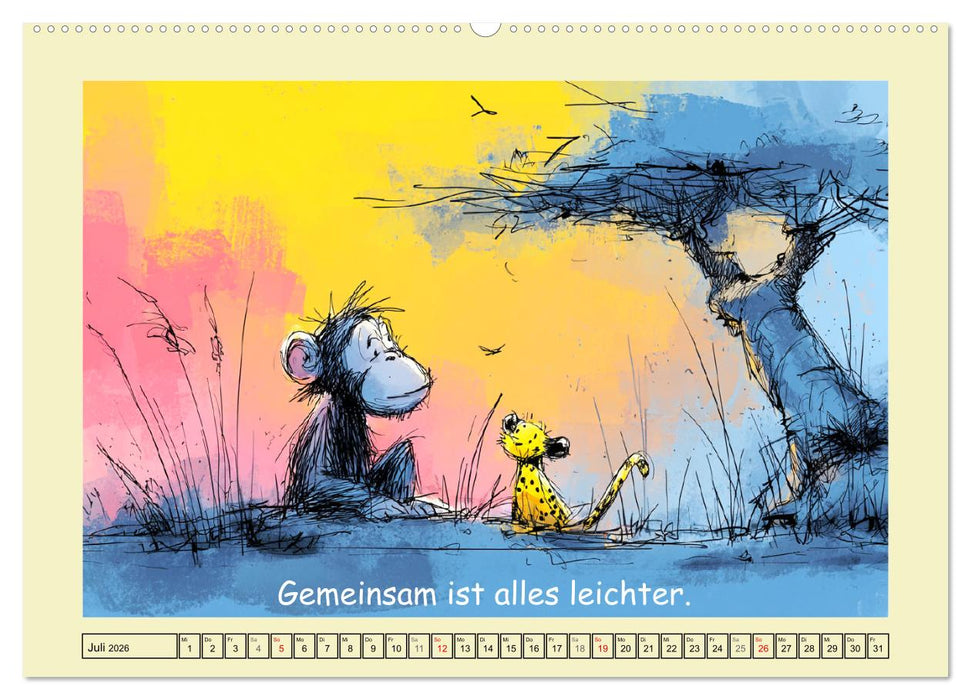 Entzückende Baumkinder. Schimpansen und Weisheiten (CALVENDO Premium Wandkalender 2026)