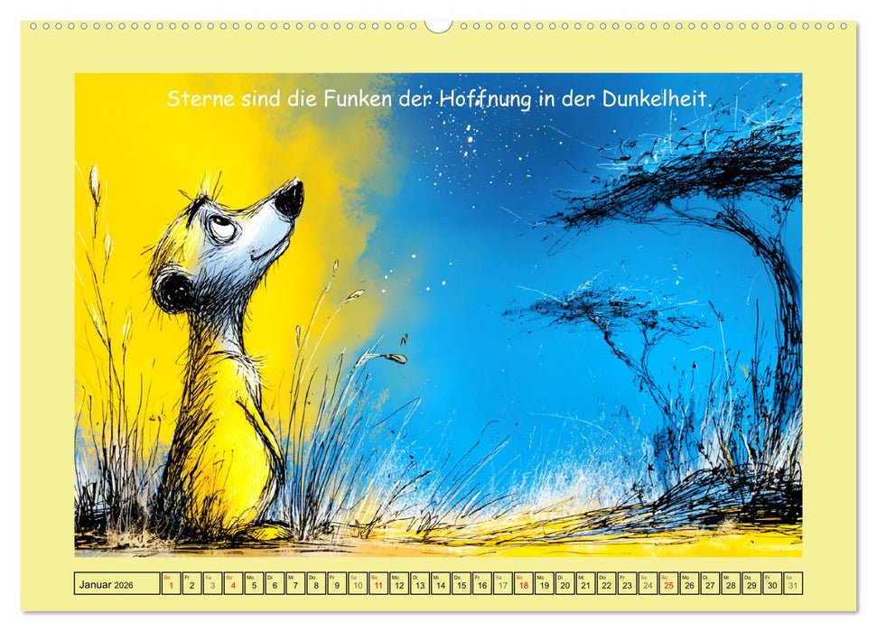 Kleine Wächter. Erdmännchen und Weisheiten (CALVENDO Wandkalender 2026)