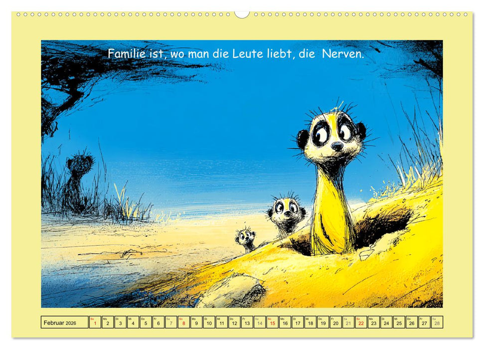 Kleine Wächter. Erdmännchen und Weisheiten (CALVENDO Wandkalender 2026)