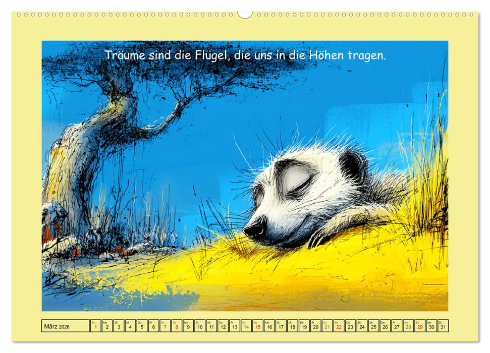 Kleine Wächter. Erdmännchen und Weisheiten (CALVENDO Wandkalender 2026)