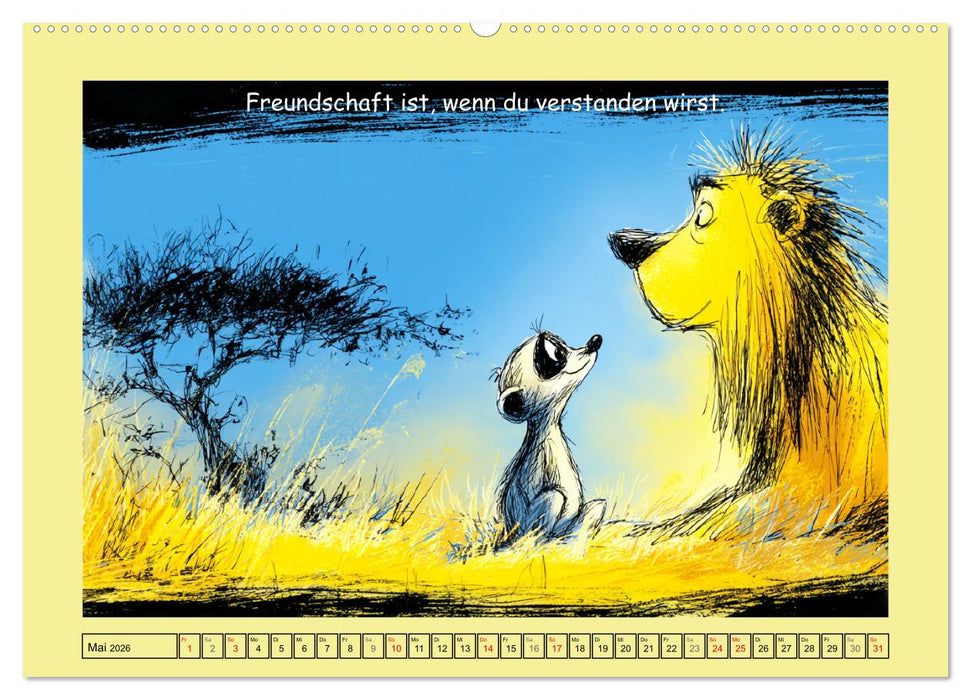 Kleine Wächter. Erdmännchen und Weisheiten (CALVENDO Wandkalender 2026)