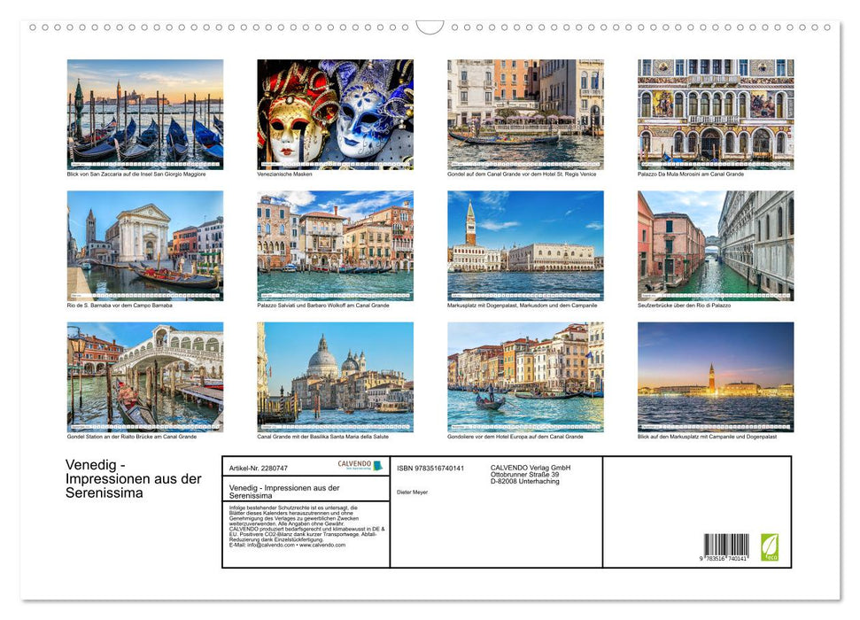 Venedig - Impressionen aus der Serenissima (CALVENDO Wandkalender 2026)