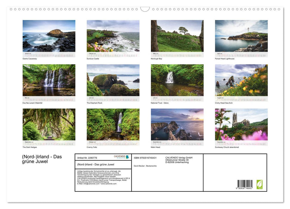 (Nord-)Irland - Das grüne Juwel (CALVENDO Wandkalender 2026)