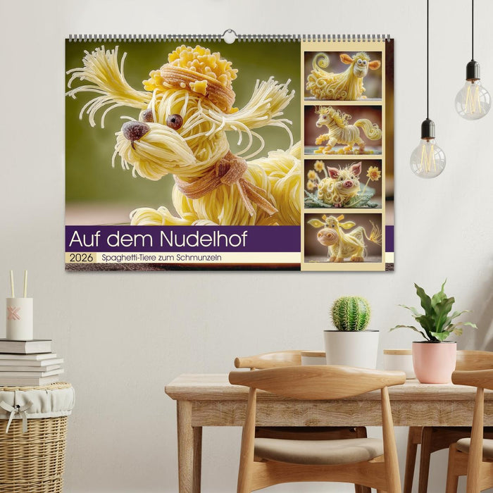 Auf dem Nudelhof. Spaghetti-Tiere zum Schmunzeln (CALVENDO Wandkalender 2026)