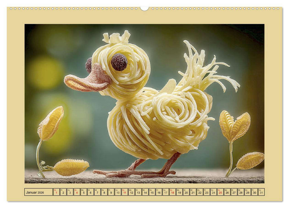 Auf dem Nudelhof. Spaghetti-Tiere zum Schmunzeln (CALVENDO Wandkalender 2026)