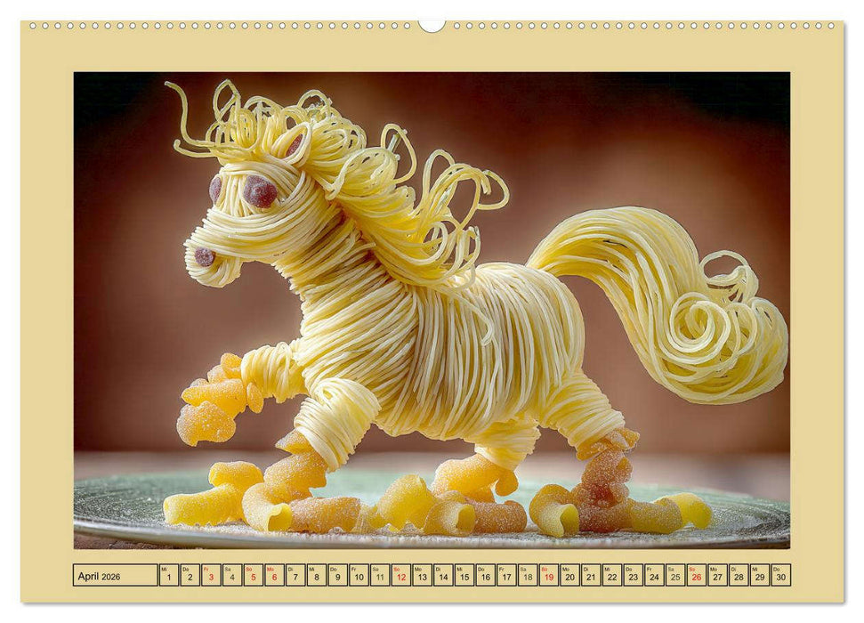 Auf dem Nudelhof. Spaghetti-Tiere zum Schmunzeln (CALVENDO Wandkalender 2026)