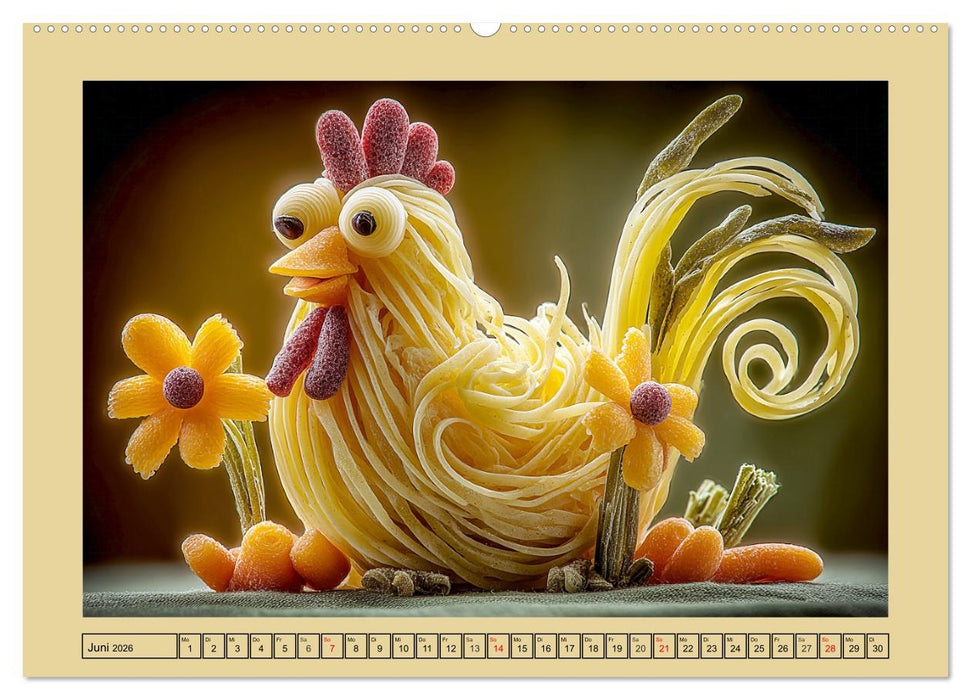 Auf dem Nudelhof. Spaghetti-Tiere zum Schmunzeln (CALVENDO Wandkalender 2026)