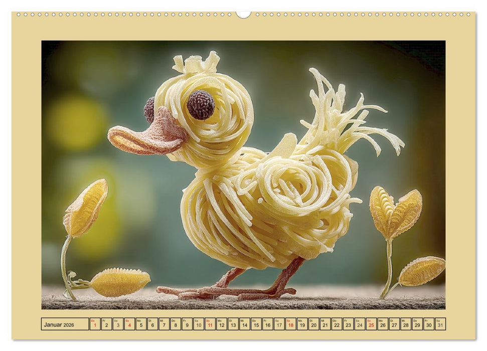 Auf dem Nudelhof. Spaghetti-Tiere zum Schmunzeln (CALVENDO Premium Wandkalender 2026)