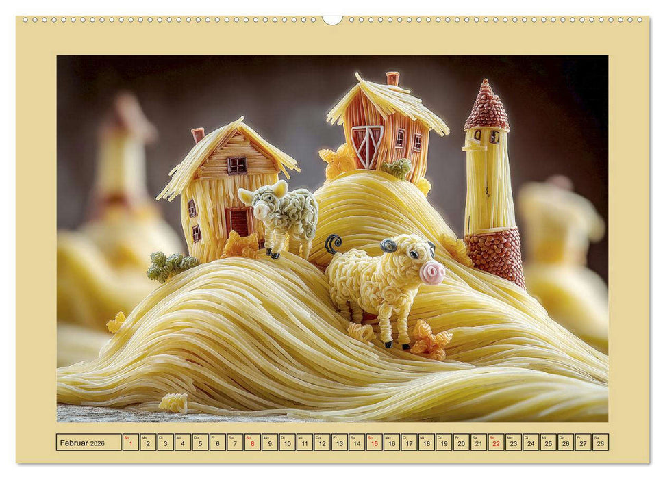 Auf dem Nudelhof. Spaghetti-Tiere zum Schmunzeln (CALVENDO Premium Wandkalender 2026)