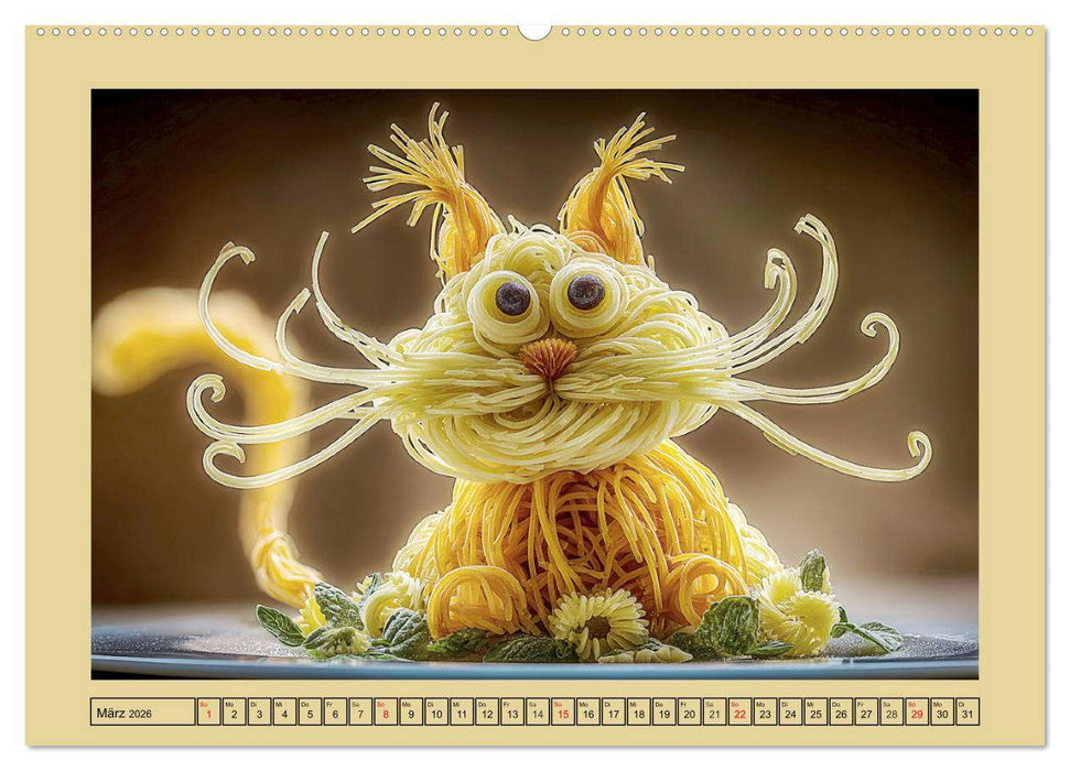 Auf dem Nudelhof. Spaghetti-Tiere zum Schmunzeln (CALVENDO Premium Wandkalender 2026)