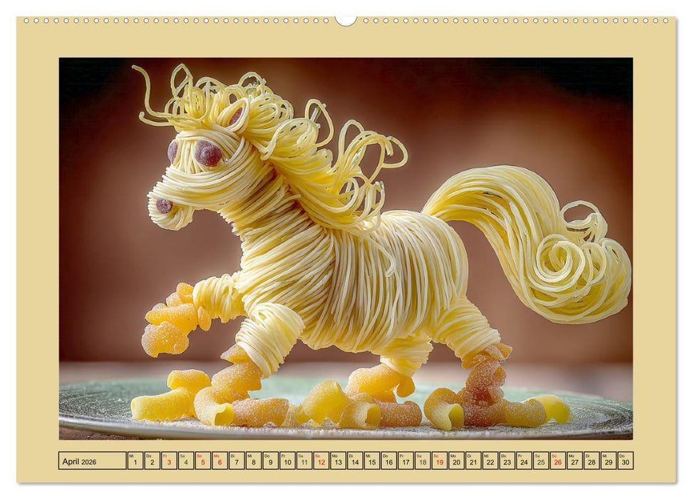 Auf dem Nudelhof. Spaghetti-Tiere zum Schmunzeln (CALVENDO Premium Wandkalender 2026)